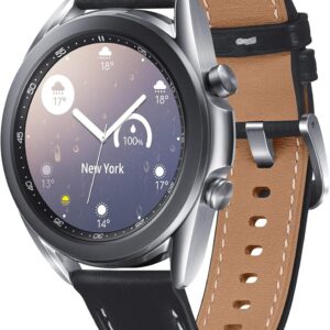 Samsung Galaxy Watch3 Smartwatch Bluetooth, Cassa 41mm acciaio, cinturino pelle, Rilevamento cadute, Monitoraggio sport, Batteria 247 mAh, IP68, Argento (Mystic Silver) [Versione Italiana]