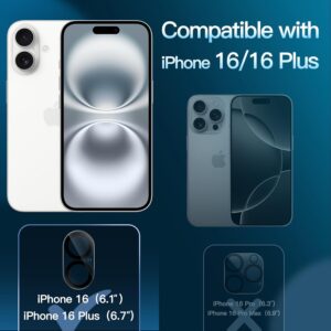 JETech Pellicola Fotocamera per iPhone 16 6,1 Pollici e iPhone 16 Plus 6,7 Pollici, 9H Vetro Temperato, Antigraffio, Non Influisce Sugli Scatti Notturni, HD Chiaro, Pacco da 3