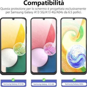 NEW’C 3 Pezzi, Vetro Temperato per Samsung Galaxy A13 5G, A13 4G, A04s, Pellicola Prottetiva Anti Graffio, Durezza 9H, 0,33mm Ultra Trasparente, Ultra Resistente