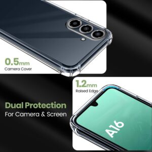 New&Teck Cover per Samsung Galaxy A16 4G/5G + 2 vetro temperato protezione schermo, custodia in silicone TPU morbido, antiurto con angoli rinforzati, protezione chiara. (trasparente)