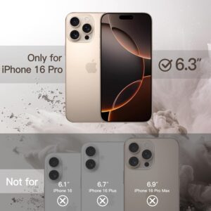 JETech Cover per iPhone 16 Pro 6,3 Pollici, Antiurto Cellulare Paraurti Custodia, Solida Colore Opaco TPU Telaio, Anti-Graffio Retro Trasparente (Titanio Sabbia)