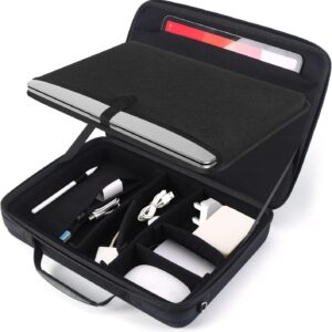 Smatree 15-16 Pollici Custodia Rigida 360° Protezione Completa Borsa Laptop Compatibile con MacBook Pro 16″ 2021,Samsung Galaxy Book2 Pro 360 15.6″,13″ Ipad Air M3 2025,con Scomparto Accessori – Nero