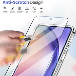New&Teck Cover per Samsung Galaxy A55 5G + 2 vetro temperato protezione schermo, custodia in silicone TPU morbido, antiurto con angoli rinforzati, protezione chiara.