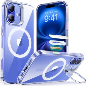 ESR Cover per iPhone 16, Controllo della fotocamera, Compatibile con MagSafe, Protezione di livello militare, Supporto integrato, Retro resistente ai graffi, Serie Classic, Trasparente