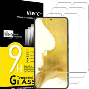 NEW’C 3 Pezzi, Vetro Temperato per Samsung Galaxy S22 5G, Pellicola Prottetiva Anti Graffio, Anti-Impronte, Senza Bolle, Durezza 9H, 0,26mm Ultra Trasparente, Ultra Resistente