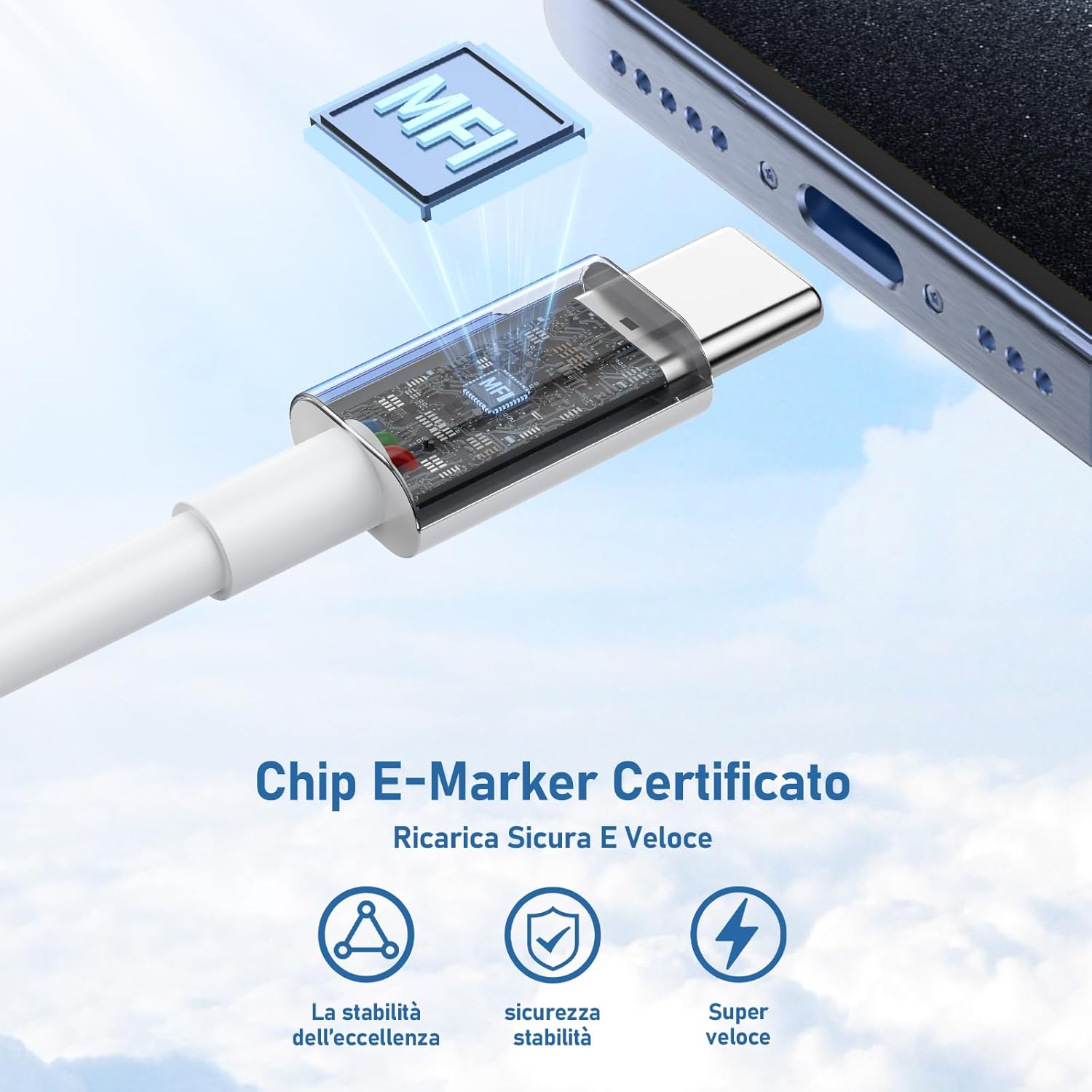 QZIIW Caricatore per iPhone 15/16, 20W caricabatteria rapido con 1M+2M cavo per iPhone 15 16/ Pro Max/Plus/iPad Pro/Air/Mini, originale USB C iPhone carica batteria con cavo di tipo C cavetto ricarica - immagine 5