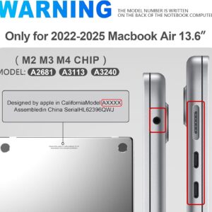 GPXIIZ Cover Compatibile con MacBook Air 13,6 Pollici M4 M3 M2 Custodia 2025 2024 2023 2022 A3240 A3113 A2681, Case Cover Rigida Protettiva in Plastica Ultra Sottile 13.6″, Cristallino