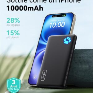 INIU Power Bank, 10000mAh Ultra Sottile & Leggero Ricarica Rapida Powerbank, Caricatore Portatile Porta per iPhone 16 15 14 13 12 Pro Max Mini Plus Samsung Huawei iPad Pro etc