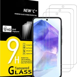 NEW’C 3 Pezzi, Vetro Temperato per Samsung Galaxy A55 5G,Pellicola Prottetiva, Senza Bolle, Durezza 9H, 0,33mm Ultra Trasparente, Ultra Resistente