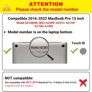 iNeseon Custodia Compatibile con 2016-2022 Macbook Pro 13 A2338(M1 M2) A2289 A2251 A2159 A1706 A1989, Cover Protettiva in Plastica Rigida e Cover Tastiera EU per Macbook Pro 13, Trasparente