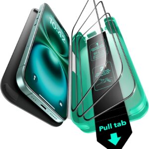 ESR Pellicola Vetro per iPhone 16/ iPhone 15, Vetro temperato 9H+, Zero bolle e polvere, Protezione di grado militare, Durevole con strumento di installazione facile, 3 Confezioni