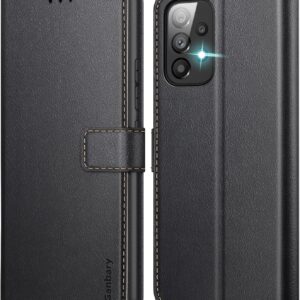 Ganbary Cover compatibile con Samsung Galaxy A53 5G, Premium Pelle PU Portafoglio Flip Libro Libretto Custodia per Samsung A53 5G [Protezione Completa] [Slot per Scheda] [Funzione di Supporto], Nero