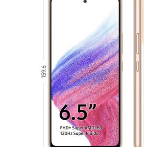 Samsung Galaxy A53 5G Smartphone Android, Display Infinity-O FHD+ Super AMOLED 6.5”, 8GB RAM e 256GB di memoria interna espandibile, Batteria 5.000 mAh, Awesome Peach (Versione Italiana)