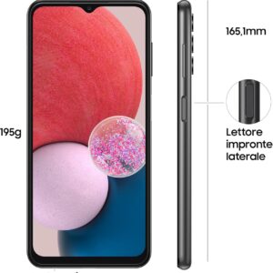 Samsung Galaxy A13 Smartphone Android, Display Infinity-V da 6.6 pollici, Android 12, 4GB RAM e 128 GB di Memoria interna espandibile, Batteria 5.000 mAh, Black [Versione italiana]