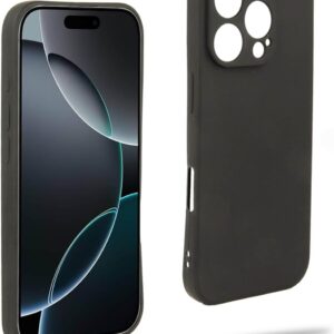 REY Cover in Gel TPU Nera per iPhone 16 PRO, Ultra Sottile 0,33 mm, Morbido Flessibile, Custodia Silicone