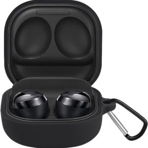 Custodia in Silicone Cover per Samsung Galaxy Buds FE 2023/Galaxy Buds 2 PRO 2022/Galaxy Buds 2/Buds Live/Buds PRO, Morbida in Silicone Protettiva Antiurto Anti-Perso Case, Nero