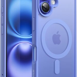 JETech Cover Magnetica per iPhone 16 Plus 6,7 Pollici Compatibile con MagSafe, Traslucido Opaco Retro Sottile Antiurto Cellulare Custodia (Blu Oltremare)