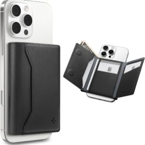 Spigen Valentinus S MagFit Portafoglio Magsafe Wallet Magnetico Portacarte Compatibile con iPhone 16/15/14/13/12 Modelle, Accessori MagSafe – Nero