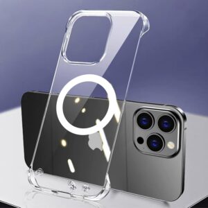 FAOMSEBS Cover per iPhone 16 Pro Max Trasparente Senza Bordo, Compatibile con MagSafe [Magnetico Potente] (Sensazione di Metallo Nudo) Custodia Sottile Case iPhone 16 Pro Max per MagSafe Cover 2024