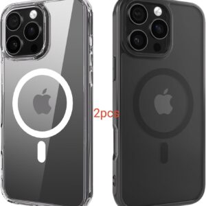 ANEWSIR Cover Magnetica Per iPhone 16 Pro 2 Pezzi (Trasparente + Opaca Nero), Compatibile con Magsafe, Protezione Antiurto, Custodia per iPhone 16 Pro 6.3 pollici.