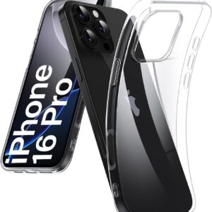 DOSMUNG Custodia per iPhone 16 Pro (6,3 Pollici), Custodia con Antiurto, Ultra Sottile Anti Ingiallimento Silicone Cover per iPhone 16 Pro, Trasparente