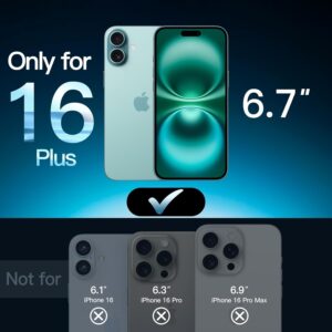 JETech Pellicola Protettiva per iPhone 16 Plus 6,7 Pollici, Installazione Super Facile in 10 Secondi, Senza Bolle Vetro Temperato Film, Compatibile con Cover, HD Chiaro, Pacco da 2