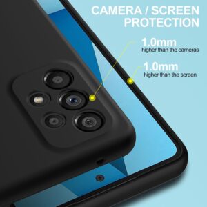 Oureidoo Cover per Samsung Galaxy A53 5G con 3 Pezzi Pellicola Vetro Temperato, Custodia in Morbida Silicone Liquido, Sottile e Antiurto con Rivestimento in Microfibra AntiGraffio, Nero