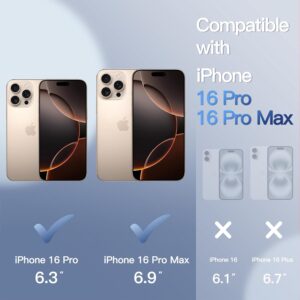 JETech Pellicola Fotocamera per iPhone 16 Pro 6,3 Pollici e iPhone 16 Pro Max 6,9 Pollici, Glitter Scintillant 9H Vetro Temperato Anello Metallico Individuale Cover, 1 Set (Titanio Sabbia)
