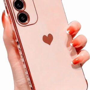 Vepbk Custodia per Samsung Galaxy A14 5G/4G Cover Custodia Silicone Morbido TPU Cuore Disegni Case Colorate Sottile Slim Gomma Morbida Antiurto Cover Custodia per Samsung Galaxy A14 5G/4G,Oro Rosa