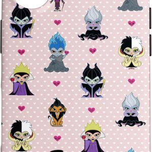 Custodia per iPhone 16 Disney Villains Kawaii Chibi Cuori Rosa