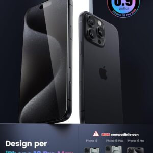 Lamicall Vetro Temperato per iPhone 16 Pro Max, [2 Pezzi] Pellicola Protezione Schermo Anti-Graffio, Durezza 9H, Anti-impronte, Ultra Trasparente, Senza Bolle, con Strumenti di Installazione Facile
