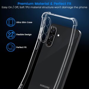 Yohii 4 in 1 Cover per Samsung Galaxy A26 5G con 3 Pezzi Vetro Temperato, Trasparente Antiurto Antigraffio Custodia, Ultra Sottile Morbida Silicone TPU Protettiva Case – Trasparente
