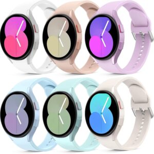 Higgs 6 Pezzi Cinturino Compatibile con Samsung Galaxy Watch 7/6/5/4 40mm 44mm/Watch 5 Pro 45mm/Galaxy Watch 6 Classic 43mm 47mm/Watch 4 Classic 42mm 46mm Donna,Cinturini Sportivo Silicone Morbido