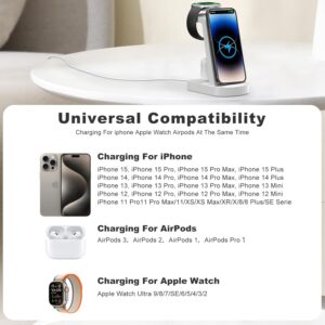 Caricatore Wireless,INNISTO 3 In 1 Caricabatterie Wireless Induttiva,stazione ricarica Compatibile Con iPhone 16/15/14/13/12 Pro/Pro Max,Apple Watch Ultra/10/9/8/7/6/5/4/SE/SE 2 AirPods321/Pro1 Bianco