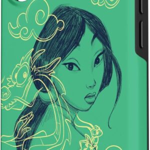 Custodia per iPhone 16 Disney Princess Mulan e Mushu Verde