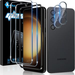 Aerku Pellicola Protettiva Vetro Temperato per Samsung Galaxy S23 5G, Pellicola Fotocamera, [2+2 Pezzi] 9H Anti Graffi HD Vetrino Fotocamera Protezione Schermo-Trasparente