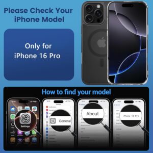 ANEWSIR Cover Magnetica Per iPhone 16 Pro 2 Pezzi (Trasparente + Opaca Nero), Compatibile con Magsafe, Protezione Antiurto, Custodia per iPhone 16 Pro 6.3 pollici.