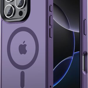 Gudoorla Custodia per iPhone 16 Pro Compatibile con Mag Safe 12FT Military Shockproof Protection per iPhone 16 Pro, lilla opaco