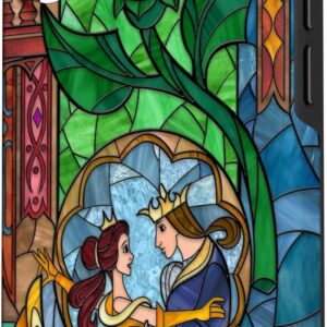 Custodia per iPhone 16 Disney La Bella e la Bestia – Vetro colorato Belle e Principe