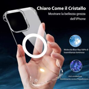 FAOMSEBS Cover per iPhone 16 Pro Max Trasparente Senza Bordo, Compatibile con MagSafe [Magnetico Potente] (Sensazione di Metallo Nudo) Custodia Sottile Case iPhone 16 Pro Max per MagSafe Cover 2024