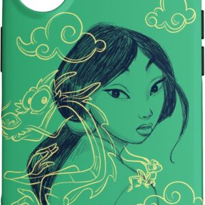Custodia per iPhone 16 Disney Princess Mulan e Mushu Verde