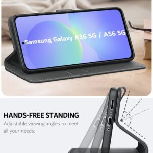 Leacckl Cover per Samsung Galaxy A36 5G / A56 5G, Custodia a portafoglio in Pelle PU Premium [Magnetica a Scatto] [Funzione Stand], Nero