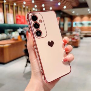 Vepbk Custodia per Samsung Galaxy A14 5G/4G Cover Custodia Silicone Morbido TPU Cuore Disegni Case Colorate Sottile Slim Gomma Morbida Antiurto Cover Custodia per Samsung Galaxy A14 5G/4G,Oro Rosa