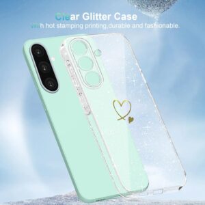 Cover Compatibile con Samsung Galaxy A26 4G / 5G, con 3 Pezzi Vetro Temperato Pellicola Protettiva, Glitter e Antimpronta Custodia, Antigraffio e Morbido Caso – Trasparente