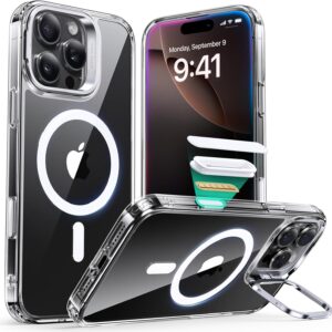 ESR Cover per iPhone 16 Pro Max, Controllo della fotocamera, Compatibile con MagSafe, Protezione di livello militare, Supporto integrato, Retro resistente ai graffi, Serie Classic, Trasparente