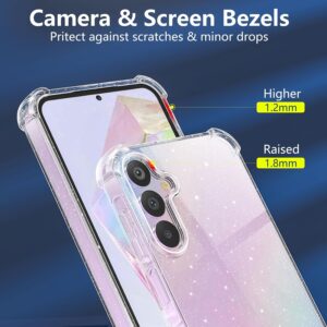YIRSUR Cover per Samsung Galaxy A35 5G Glitter, con 2 Pezzi Vetro Temperato Pellicola Protettiva, Trasparente Glitter Custodia Protettiva Antiurto Morbida e in Silicone