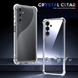 New&Teck Cover per Samsung Galaxy A14 4G/5G + 2 vetro temperato proteggi schermo, custodia in silicone TPU morbido, bumper con angoli rinforzati, protezione chiara