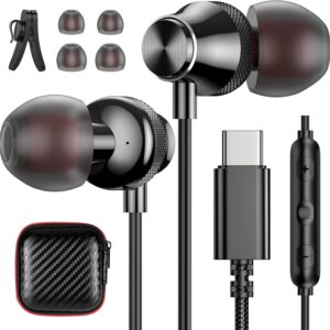 Cuffie USB C per Samsung A55 A35 A54 A34 S24 Ultra S23 FE Z Flip5,Auricolari Type C Cuffiette USB C in-Ear con Microfono Controllo del Volume Auricolare Tipo C per iPad Pro Oneplus 12 Pixel 8a 7a 8