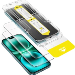 JETech Pellicola Protettiva per iPhone 16 Plus 6,7 Pollici, Installazione Super Facile in 10 Secondi, Senza Bolle Vetro Temperato Film, Compatibile con Cover, HD Chiaro, Pacco da 2