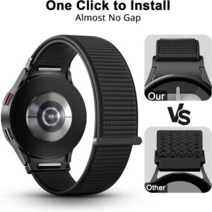 AMSKY 20mm Nylon Cinturino Compatibile con Samsung Galaxy Watch 7 6 5 4 40mm 44mm, Galaxy Watch 6 Classic 47mm 43mm, Watch 4 Classic 46mm 42mm, Watch 5 Pro 45mm, Sport Loop